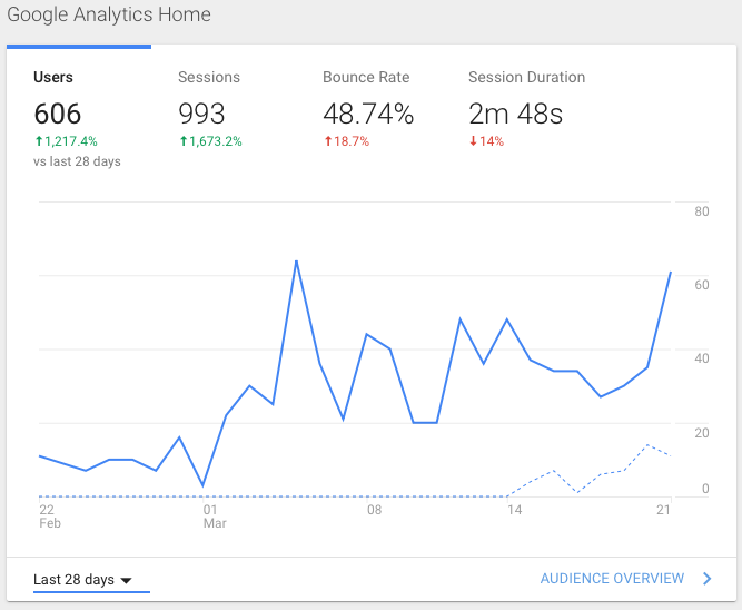 Graph of Google Analytics