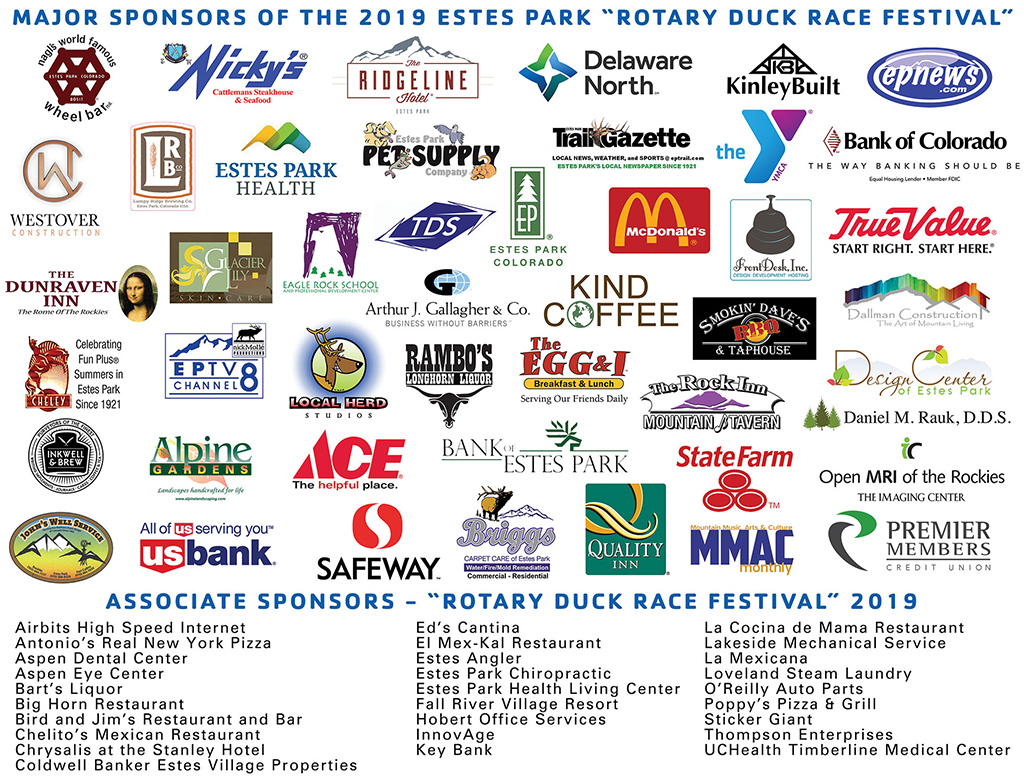 Sponsors Estes Park Rotary Duck Race Festival
